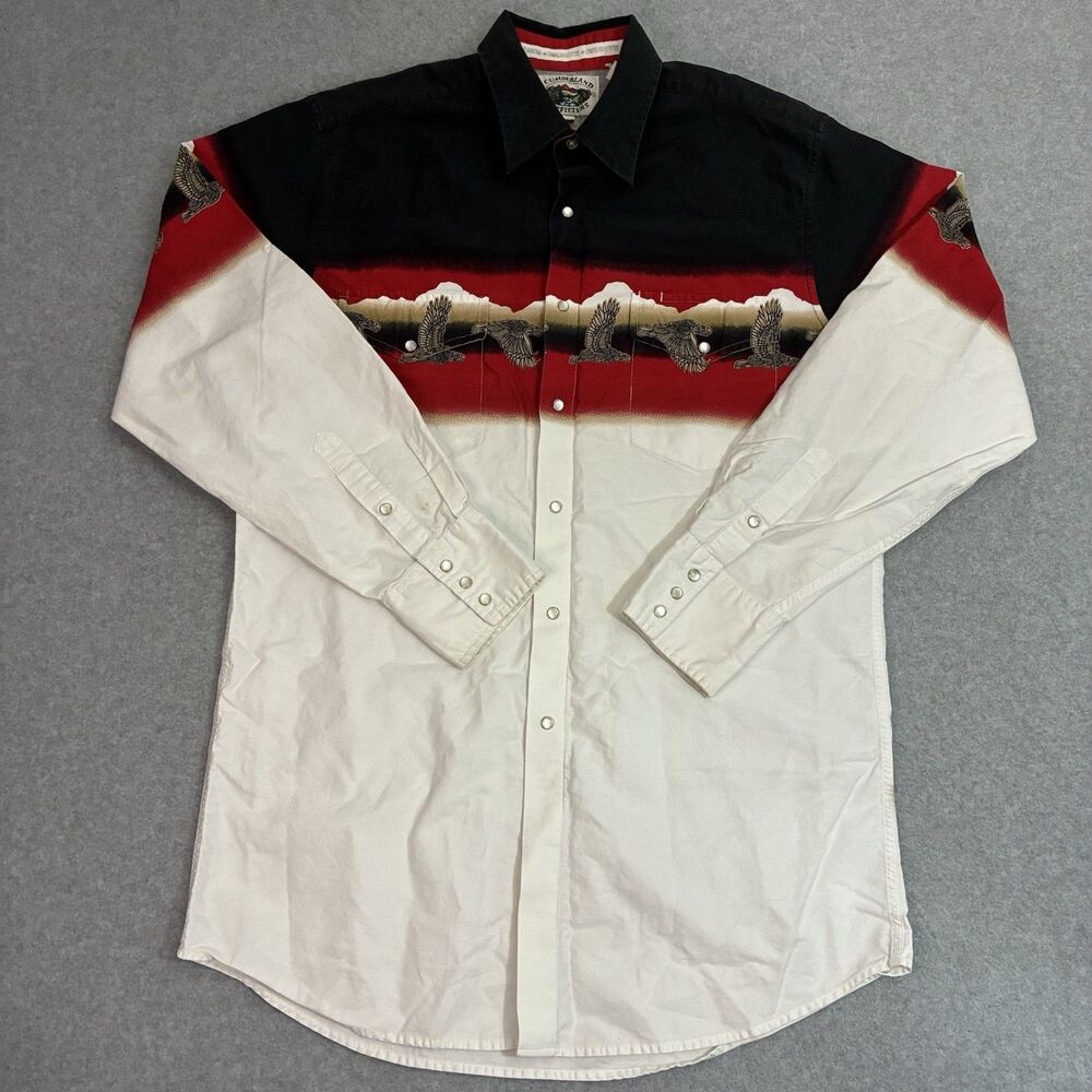 Men’s Cumberland Outfitters Western Shirt Eagle Print Pearl Snap Large